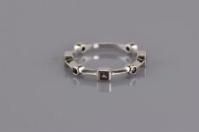 14k White Gold 3.5mm Square Round Purple Amethyst Stackable Band Ring Sz: 8