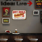 T0# Hot Dog Rectangular Iron Picture Retro Metal Plate Tin Sign Plaque Flat Wall