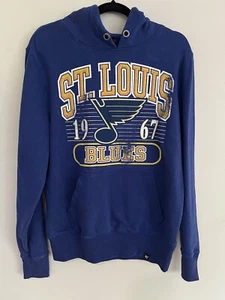 St. Louis Blues Hoodie Sweatshirt Mens M Blue '47 Long Sleeve Pull Over Hockey - Picture 1 of 13