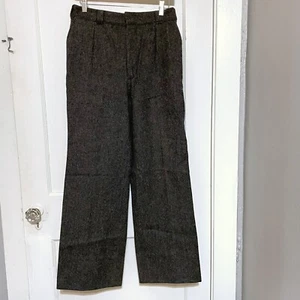 Vintage Woolrich Pants Womens 14 Gray Wool Pleated Waist Herringbone - Picture 1 of 7