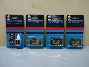 AT&T Microcassette NOS Lot of Four w/ Head Cleaner 60 minute Audio New Old Stock - Picture 1 of 10