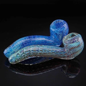 4.5" Handmade Thick Bubble Mystery Sherlock Tobacco Smoking Bowl Glass Pipes - Picture 1 of 5
