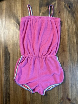 Baby Gap Toddler Terry Cloth Romper Pink Rainbow Straps 5 Years - Image 1 of 4