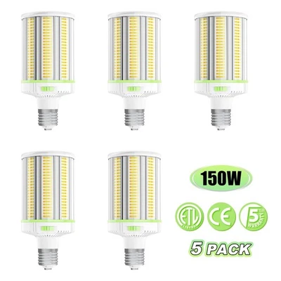5Pack LED Corn Light Bulbs 90W/120W/150W Adjustable E39/E40 Base, 4500K-5700K - Image 1 of 4