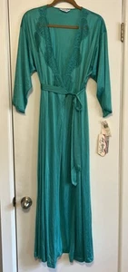 VTG Glisanda Vanity Fair Women's Satin Tricot Robe, Lace Trim, Jade color, NWT - Bild 1 von 11