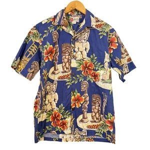 Hilo Hattie Vintage Hawaiian Shirt Button Down Tropical Small Tiki Luau Cotton - Picture 1 of 8