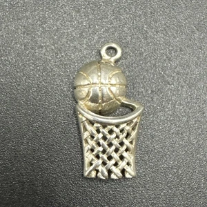 Vintage Sterling Silver Basketball Net Charm 925 U1 - Picture 1 of 5