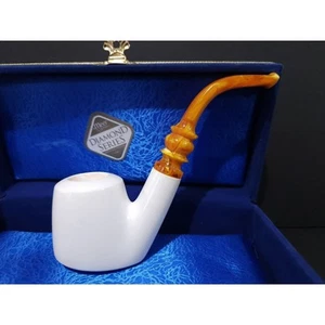 Oom Paul Blanco Naranja ESPUMA DE MAR NUEVO TALLADO A MANO Bloque Pipa con Estuche de Tekin - Imagen 1 de 12