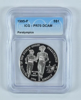 1995-P Paralympic Runners Commemorative Silver Dollar PR70 DCAM ICG *0267 - Image 1 of 4