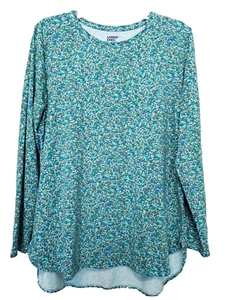 LANDS' END Jersey Knit Ditsy Floral Print High-Low Curved Hem Tunic Size XL - Picture 1 of 6