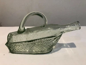 Delightful Glass Wine Decanter Shaped Like A Wine Bottle Inside Basket - Picture 1 of 5