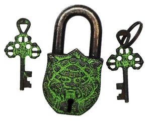 Devil Face Shape Victorian Antique Style Door Lock Handmade Solid Brass Padlock - Picture 1 of 9
