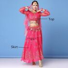 Women Set Dance Sari Belly Dance Clothes Chiffon Top+Skirt+Waist Chain