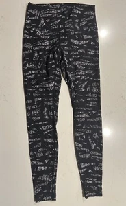 Lululemon Wunder Unterleggings Gr. 8 schwarz weiß abstrakt hoher Bund volle Länge - Bild 1 von 4