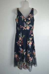 Vince Camuto, Vestido sin mangas, Azul, Rosas bordadas, 6P - Imagen 1 de 12