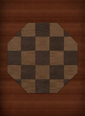 Yellow Transitional Hand Hooked Checkered Squares Grid Area Rug Checked DV15 - Image 1 of 2