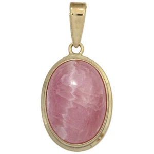 Colgante Con Rodocrosita Ovalo Rosé-pink 585 Oro Amarillo Mujer, Oro Colgante - Imagen 1 de 3