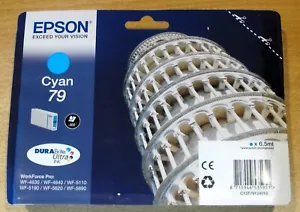 GENUINE EPSON 79 Cyan cartridge ORIGINAL T7912 TOWER OF PISA ink boxed Sept 2025 - Imagen 1 de 1