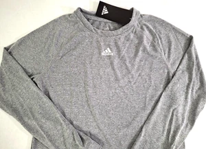 Adidas Climalite Long Sleeve Youth T Shirts-Heather Gray Various Sizes - Picture 1 of 3