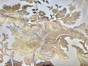 Neu 70" Runde Gold Silber Hellbeige Blumen Jacquard Tischdecke - Bild 1 von 3