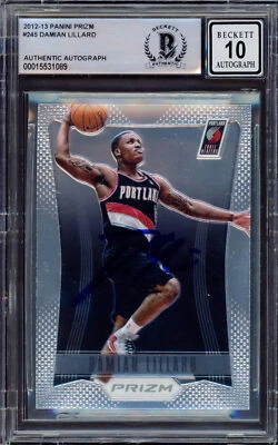 Damian Lillard Autographed 2012-13 Panini Prizm RC Gem 10 Auto Beckett - Image 1 of 2
