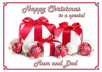 JUSTGORJUS presents A5 personalised Christmas card son daughter grandma grandad mum name
