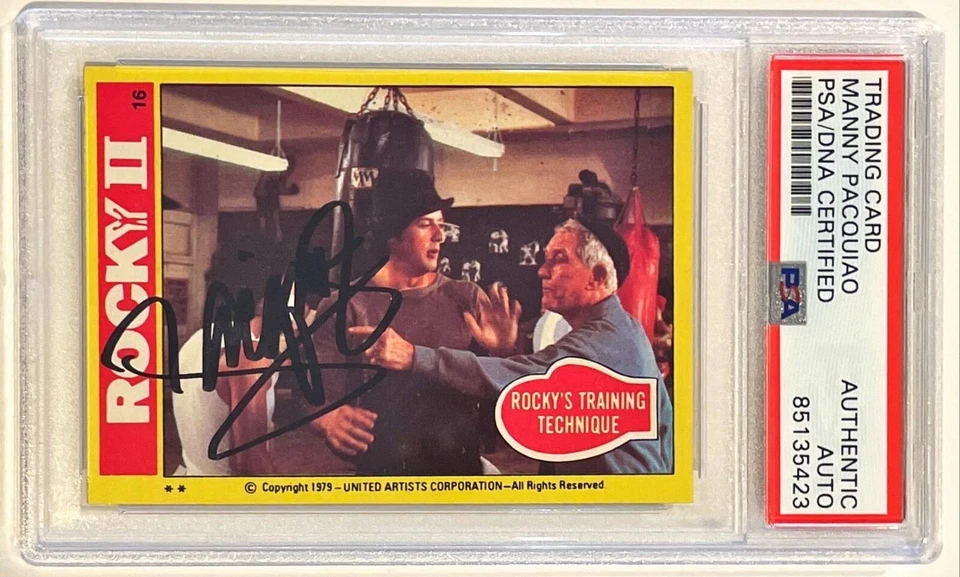 1985 Topps Rocky 2 Movie Manny Pacquiao Signed Auto Trading Card #16 PSA DNA - Image 1 of 1
