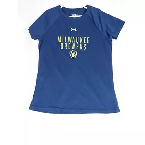 Under Armour Heatgear Milwaukee Brewers MLB Youth Medium Shirt EUC - Picture 1 of 7
