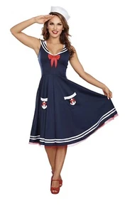 Brandneu Pinup Sailor Retro All-Aboard Erwachsenenkostüm Größe Medium. Texas Verkäufer - Bild 1 von 4