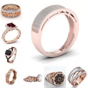 Men Women Rings Alloy Size 6-11 Fashion Wedding Inlay Diamond Brass White Zircon - Picture 1 of 23