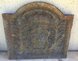 Piastra in ghisa per camino lastra decorata ornata corona artigianato 50x46 - Picture 1 of 1