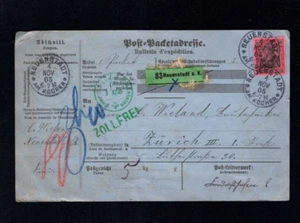 German Empire 1905 - 80 Pfg. Without WZ. Rare EF On Foreign Parcel Card (A913) - Picture 1 of 1