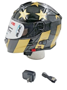 Torc T28B Motorcycle Helmet Integrated Bluetooth Gold Star Size XS - T28B05GDS21 - Picture 1 of 11