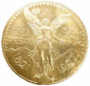 CH. BU | 1927 Mexican Gold Centenario 50 Pesos Coin! 37.5 Grams Gold 1.2057 T Oz
