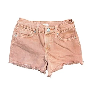 Old Navy Girls Denim Cutoff Shorts Size 7 Muted Orange Denim Pockets Boho Summer - Picture 1 of 4