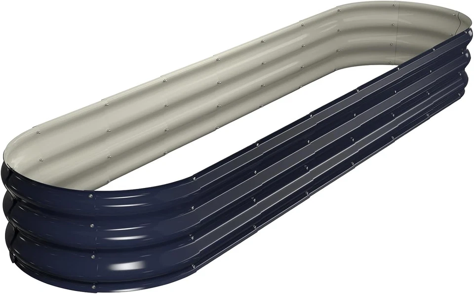 Kit de cama de jardín elevada, jardinera galvanizada 8X2X1 pies exterior, metal grande ovalado Foto 1 de 4