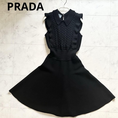 Abito PRADA nero in maglia senza maniche taglia 38