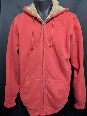 Толстовка с капюшоном мужская LL BEAN Katahdin Iron Works M-Tall Sherpa с подкладкой на молнии красная - Изображение 1 из 4