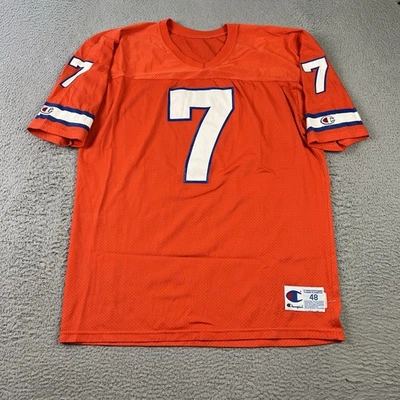 Camiseta de fútbol vintage Champion para hombre 48 naranja azul #7 en blanco hecha en EE. UU. Foto 1 de 4