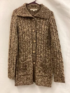 Suéter Debbie Morgan Mujer Grande Marrón Mármol Tejido con Cable Botón Frontal Cárdigan - Imagen 1 de 14