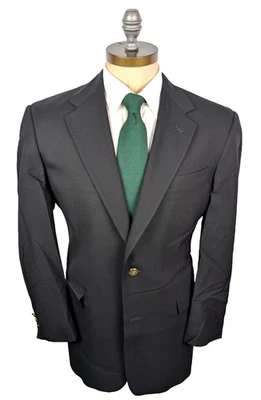 Blazer BURBERRY Negro Lana Caballero Logo Botones Talla 42R Hecho en EE. UU. COMERCIALIZADO Foto 1 de 4