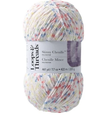 1 Skein LOOPS AND THREADS Skinny Chenille Multi  Color Yarn 461 Yards Washable - Image 1 of 4