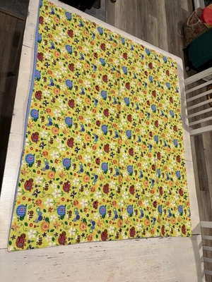 BunkyAnna Manta Bebé Bichos Flores Reversible Amarillo Azul Caracoles Hecha a Mano Foto 1 de 4