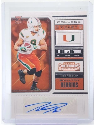 BRAXTON BERRIOS 2018 CONTENDERS DRAFT COLLEGE TICKET ROOKIE RC AUTO Q4854 - Image 1 of 2