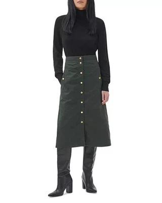 Barbour Sz 4 UK 8 Laverne A line Midi Skirt 100% Cotton Snap Closure Excellent - Image 1 of 4