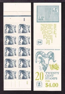 1982 Bighorn Sheep booklet Sc BK142 20c rare plate number 28 (Sc 1949a panes) - Picture 1 of 2
