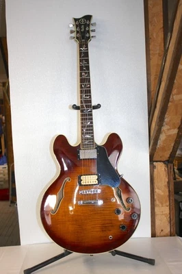 Rare Vintage 1970's Electra SLM Semi-Hollow Guitar Sunburst With Hard Shell Case - Image 1 of 4