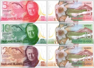 Falkland Islands 5-20 Pounds 3 Pieces Set, 2025, P-20-22, UNC Polymer - Picture 1 of 4