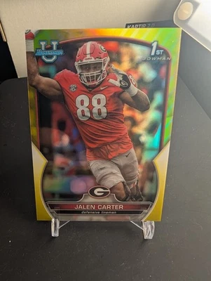 Jalen Carter Yellow /75 2022 Bowman Chrome U University Georgia - Image 1 of 2