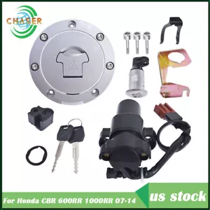 Ignition Switch Fuel Gas Cap Seat Lock Key FOR Honda CBR 600RR 1000RR 2007-2014 - Foto 1 di 9